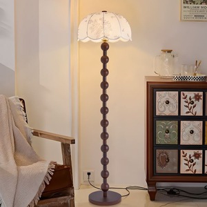 Nghệ Thuật Thiết kế tối giản hậu hiện đại dọc Retro óc chó sàn gỗ đèn bàn vải bóng râm E27 cho phòng khách phòng ngủ - Product Image 5