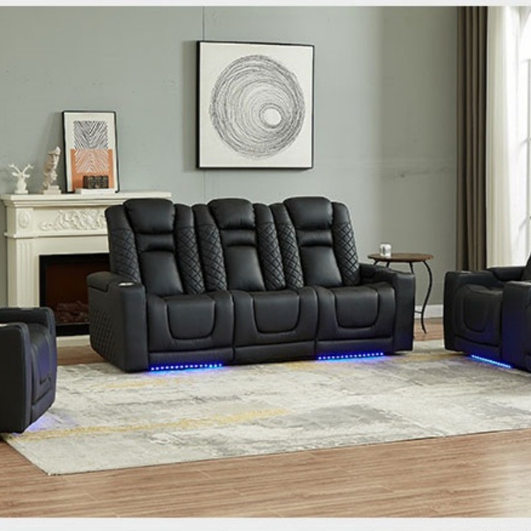 Black leather sofa