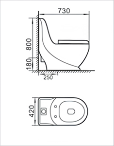 Set Lavabo a Colonna e WC con Scarico a Pavimento, Corpo Quadrato con Faccia Lunga Diagonale per Bagni Piccoli e Hotel - Product Image 4