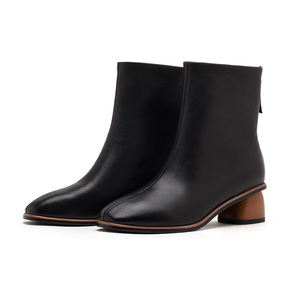 Botines de Mujer para Invierno, Personalizados, con Etiqueta, Nuevo Estilo, Elegantes, de Piel de Oveja Blanca, con Tacón Bajo de Madera - Product Image 3