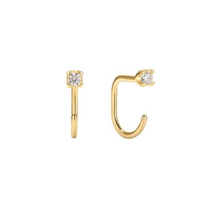 Gold-Silber geschlossene und offene Creolen für mehrere Piercings, ohne Ohrstecker, für Damen, geometrische CZ-ohrringe ohne Rückseite, halbe Creolen - Product Image 1