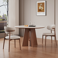 Table à manger de style médiéval, blanche mate, moderne et minimaliste, pour petit appartement, style Wabi-sabi, en bois de noyer massif et dalle de pierre