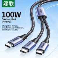 Câble de charge double Type-C 2-en-1 UGREEN L533 pour iPhone 15 Pro, téléphones Android, iPad - Charge rapide, utilisation en voiture