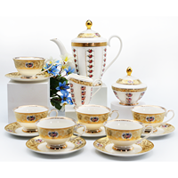 Service à thé en porcelaine avec os, style classique, européen, de luxe, haute qualité, théière, 17 pièces