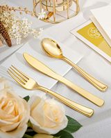 Couverts jetables en plastique doré, ustensiles en plastique doré résistants, ensemble de couverts en plastique, fourchettes, cuillères, couteaux pour fêtes et mariages