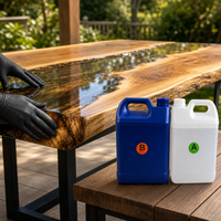 Colle époxy AB résistante aux UV, résine liquide transparente comme du cristal pour tables en bois d'extérieur et revêtement de sol artistique 3D