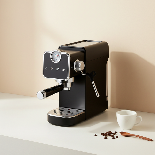 Professional Electric Espresso Coffee Maker 20Bar Pressure with Steam Wand Pre-brew Function 220-240 V 1350 W Plastic Hotel Use