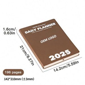 Itinerary <b>Book</b> Custom 2025 New Daily Monthly Weekly Calendar Planner Leather Hardcover A5 Thermal Binding 80 Sheets Notebook - Product Image 2