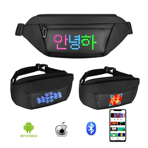 Sac de poitrine programmable pour hommes avec affichage LED Matériau imperméable en PU avec fermeture à glissière Sac de taille avec message défilant LED Sac banane - Product Image 2