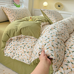 Juego de cuatro piezas de funda de edredón, sábana ajustable y funda de almohada de algodón lavable, grueso y seguro para bebés, Clase A - Product Image 3