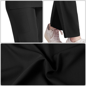 Women's Solid Color V Neck Long Sleeve Scrub Set Moisture Wicking Knitted Hospital Uniform Split Set Workwear - Product Image 4