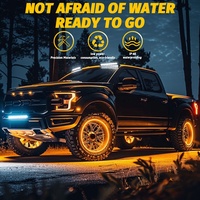 Kingshowstar 4 pièces, 6 rangées, feux de roue jaunes et blancs, accessoires de voiture à changement de couleur, éclairage de jante ultra-lumineux pour camionnette