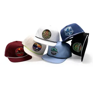 Waterproof Flat Bill 5 Panel High Quality Embroidery Logo Sport Cap Rope Snapback Hats Custom