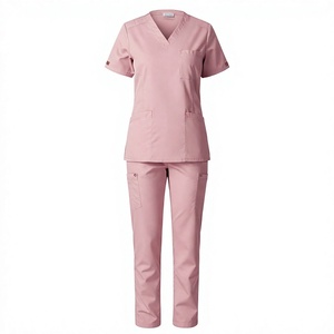 Conjuntos de Uniformes Médicos de Punto con Cuello en V y Pantalones Rectos Unisex, Transpirables y Cómodos para Salón de Belleza, Hospital, Clínica, Spa - Product Image 3