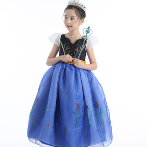 Belle Toddler Snow White Princess Dress Masha <span class=keywords><strong>Mulan</strong></span> Fancy Elsa Disfraz para niñas New Black Top Blue Split Hem ODM Supply - Product Image 4