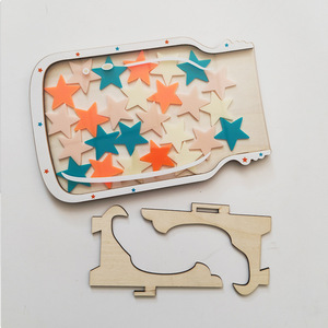 Tarro de recompensas de madera con forma de estrella, 25 fichas de madera natural para niños, tarro de almacenamiento de incentivos, estilo de arte moderno, juguetes para proyectos. - Product Image 4
