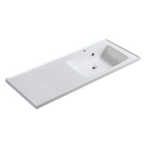 Mobile Lavabo LC24 80x45cm con Montaggio a Destra, Stile Rustico Moderno, in Pietra, per Bagno o Hotel - Product Image 1