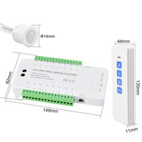 Lumière LED à détecteur de mouvement pour escalier, contrôleur 16 voies, bande LED COB à gradation, lumière nocturne à détecteur de mouvement, 12V, éclairage ambiant flexible pour la maison