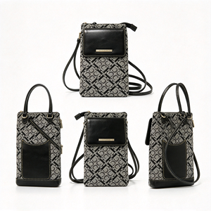 Women Lightweight Mini Cell <b>Phone</b> Shoulder Bag Vintage Geometric Print Fabric Faux Leather Splicing Crossbody <b>Purse</b> - Product Image 4