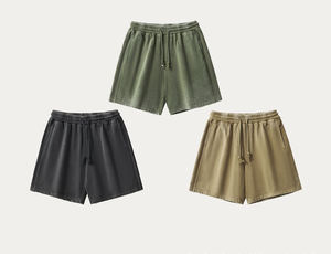 Shorts décontractés pour hommes RS24, été, 380GSM, coton lourd lavé, couleur unie, style hip-hop, style streetwear, motif, cordon de serrage, cargo - Product Image 2