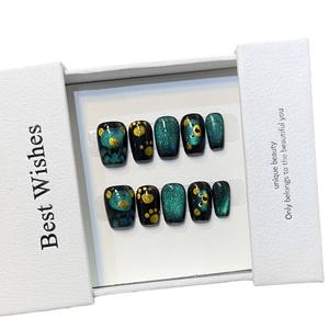 <span class=keywords><strong>Uñas</strong></span> Postizas Dylan Bear, Cortas, Azules, <span class=keywords><strong>con</strong></span> Diseño de Ojo de Gato y <span class=keywords><strong>Osito</strong></span> de Peluche Pintado a Mano, Estilo Diario - Product Image 5