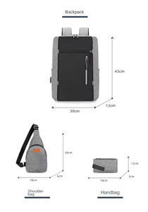 Venta al por mayor de poliéster informal logotipo personalizado de viaje de negocios mochilas para ordenador portátil 3 en 1 mochilas para ordenador portátil con USB - Product Image 4