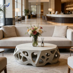 Mesa de Centro Moderna y Duradera de GRC Gris Irregular, Diseño Creativo para Sala de Estar, Muebles para el Hogar - Product Image 5