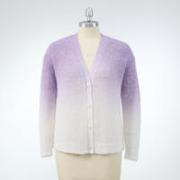 Cardigan en tricot à col en V dégradé de couleurs pour femme, à manches longues, boutonné, coupe ample, pull décontracté, vêtement d'extérieur
