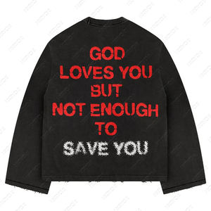 T-shirt à col rond personnalisé sur la taille Boxy 100% coton lourd 250 GSM couche de lavage à l'acide mode T-Shirt à manches longues pour hommes - Product Image 4