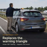 V16 Notfall-Warnleuchte Straßenfackel 360° Amber LED-Rundumleuchte GPS DGT3.0 IP54 Batteriebetrieben Straßensicherheit 18 Monate Notfallbetrieb