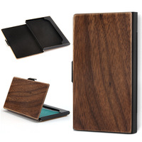 Dompet penyimpan kartu bisnis kayu profesional, dompet penyimpanan saku kayu bambu ramping, tempat kartu bisnis