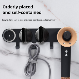 Support mural magnétique pour sèche-cheveux, support en aluminium pour salle de bain, compatible avec <span class=keywords><strong>Dyson</strong></span> <span class=keywords><strong>Supersonic</strong></span> - Product Image 2