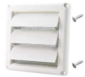 Grille d'aération carrée en plastique blanc avec maille, espacement des barres de 3/8 po, lames à 45 degrés pour l'évacuation de l'air mural - Product Image 1
