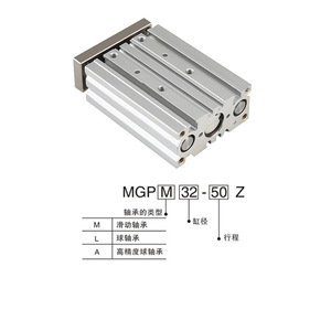 กระบอกแม่เหล็กแบบสองทาง Mgp M 32 50 Z พร้อมแกนนำ แกนเลื่อน แบริ่งแบบสไลด์ ตัวเรือนอะลูมิเนียม ข้อต่อแบบเกลียว - Product Image 1