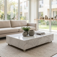 Meubles en gros de style européen, table basse en marbre de la marque Shann, salon moderne, tables centrales en marbre blanc naturel