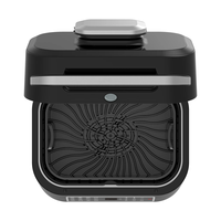 Combinaison de friteuse intelligente et de gril d'intérieur de 6,5 L, frites sans huile sans fumée, rôti, pizza, steak, poisson, 12 préréglages, écran tactile numérique