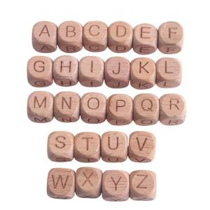 Cuentas de Madera Cuadradas de 12 mm, 100 Piezas, Cuentas de Letras del Alfabeto de la A a la Z para Bebés, Accesorios para Chupetes y Cadenas de Chupetes - Product Image 1