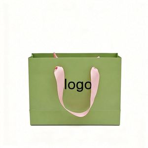Luxury Green Cardboard Custom Kraft Gift Shopping <b>Paper</b> Bags Full Print with Your Own Logos for Small Business - Product Image 1