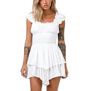 2022 फैशन गर्मियों में महिलाओं के सफेद आकस्मिक गर्म बिक्री बुना हुआ महिलाओं सनी पोशाक पार्टी पहनने लबादा कपड़े