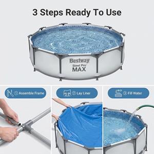 <span class=keywords><strong>Piscina</strong></span> Bestway 56406 <span class=keywords><strong>Redonda</strong></span> Grande con Marco Metálico, <span class=keywords><strong>Piscina</strong></span> Familiar de PVC para Jardín, <span class=keywords><strong>Piscina</strong></span> Elevada Portátil para Exteriores y Accesorios - Product Image 3