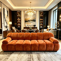 Samt Dreisitzer-Ecksofa-Set Modulares Modernes Handgefertigtes Feder-Baumwoll-Gefülltes Wohnzimmer-Apartment-Puffsofa für Zuhause und Büro