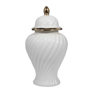 Vaso scultoreo in ceramica con coperchio per decorazioni domestiche, soggiorno, camera da letto, esposizione su tavolo - Product Image 3
