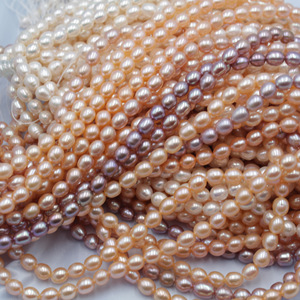 ไข่มุกน้ำจืดทำมือ DIY ขนาด 6-6.5 มม. รูปทรงข้าว แสงเงาสวยงาม สำหรับทำสร้อยคอ (แบบกึ่งสำเร็จรูป) - Product Image 3