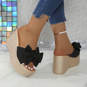 Sandalias de Plataforma con Tacón de Cuña y Lazo para Mujer, Talla Grande, Novedad de Verano, Venta al por Mayor - Product Image 2