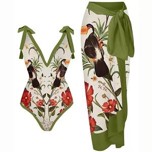 Nuovo Costume da Bagno Intero da Donna 2026 con Stampa, Sexy, Senza Schienale, con Laccetti, Gonna, Asciugatura Rapida, Impermeabile, per Spiaggia Estiva, Vendita all'Ingrosso - Product Image 4