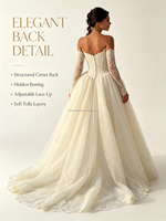 Robe de mariée de style nouveau 2230, personnalisée, luxueuse, super élégante, broderie, sans bretelles, manches longues, dentelle, robe de mariée en forme de A