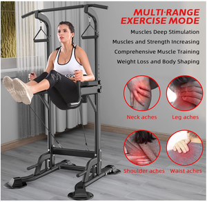 Équipement de fitness d'intérieur noir durable Banc et support de traction en métal de sécurité à simple et double pôle avec barres parallèles au sol - Product Image 4