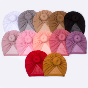 Nouveau Style européen et américain été coloré beignet bébé <span class=keywords><strong>Turban</strong></span> chapeau nouveau-né mignon <span class=keywords><strong>maille</strong></span> respirant doux bébé bonnets casquette - Product Image 1