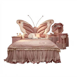 Haut de gamme princesse enfant papillon lit <span class=keywords><strong>en</strong></span> bois massif Antique sculpté à la main lits <span class=keywords><strong>en</strong></span> bois palais de luxe princesse rose lit - Product Image 6