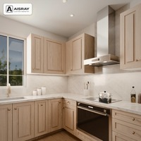 Armoires de cuisine RTA sur mesure, portes en mélamine classiques, design modulaire, aménagement en U et tiroirs à fermeture douce